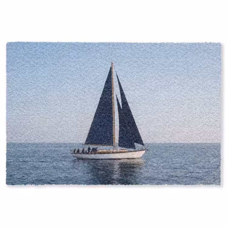 Zeilboot - Zee - Blauw Vloerkleed Rechthoek klein -3d