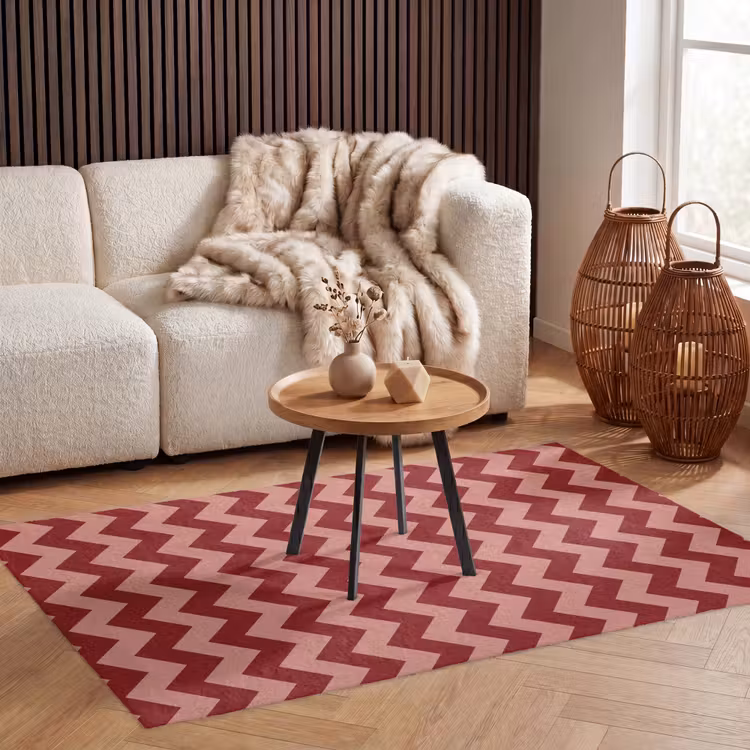 Zigzag - Strepen - Patroon - Rood Vloerkleed Rechthoek klein -atmosphere_sfeer2_global