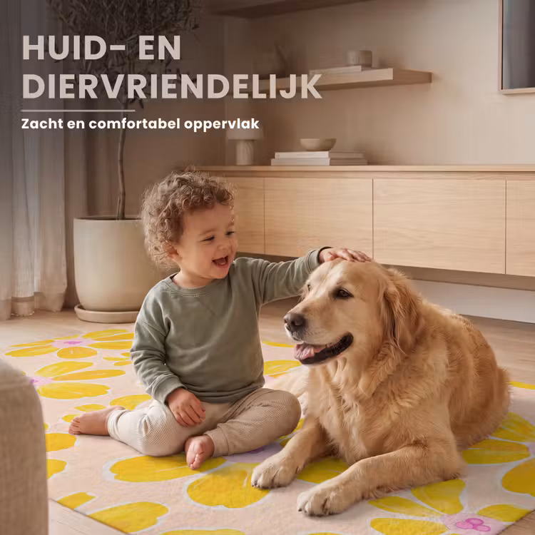 Zomers - Bloemen - Geel Vloerkleed Rechthoek klein 1091 -uniquesellingpoint_zacht_NL