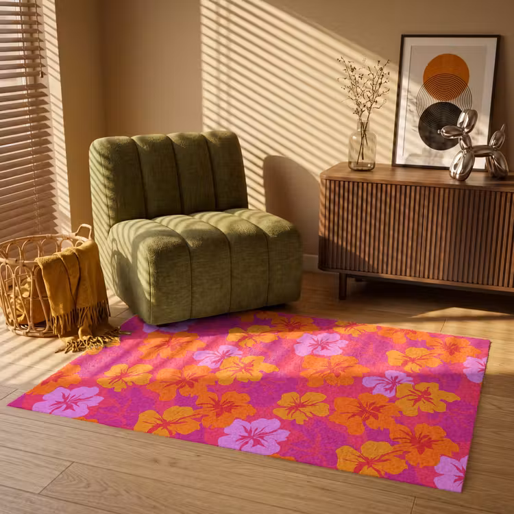 Zomers - Hibiscus - Kleurrijk Vloerkleed Rechthoek klein 1091 -atmosphere_sfeer1_global