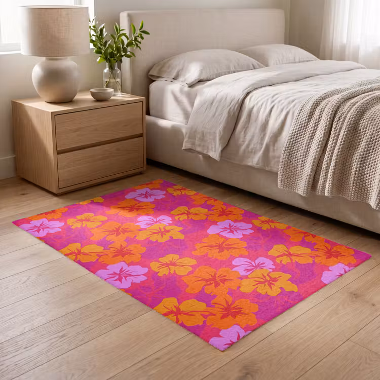 Zomers - Hibiscus - Kleurrijk Vloerkleed Rechthoek klein 1091 -atmosphere_sfeer3_global