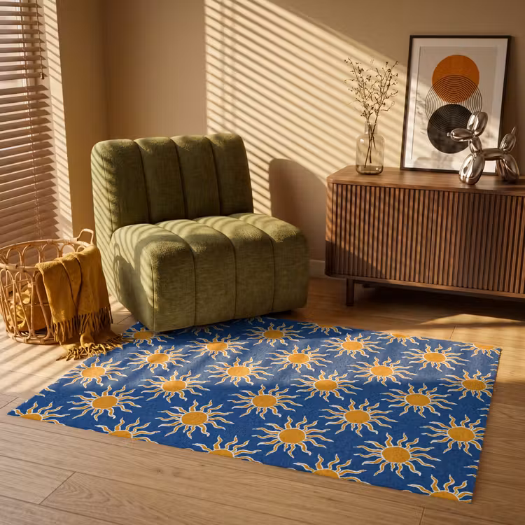 Zon - Patroon - Blauw Vloerkleed Rechthoek klein 1091 -atmosphere_sfeer1_global