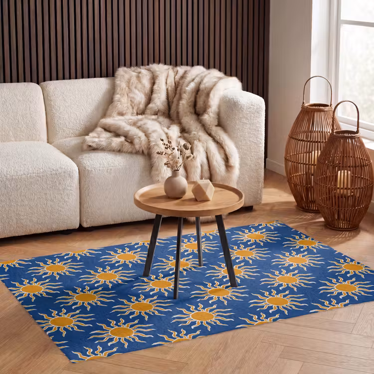 Zon - Patroon - Blauw Vloerkleed Rechthoek klein 1091 -atmosphere_sfeer2_global