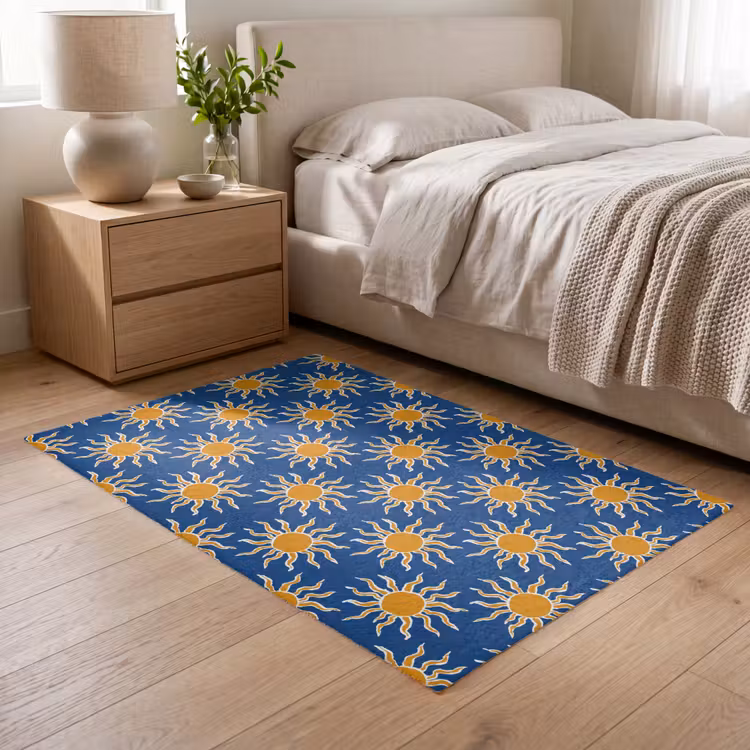 Zon - Patroon - Blauw Vloerkleed Rechthoek klein 1091 -atmosphere_sfeer3_global
