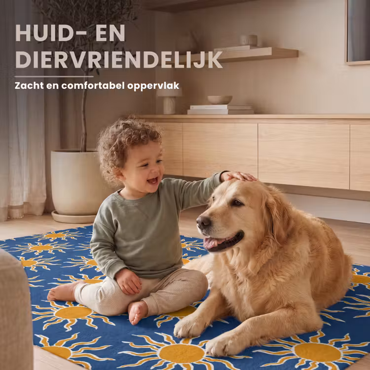Zon - Patroon - Blauw Vloerkleed Rechthoek klein 1091 -uniquesellingpoint_zacht_NL