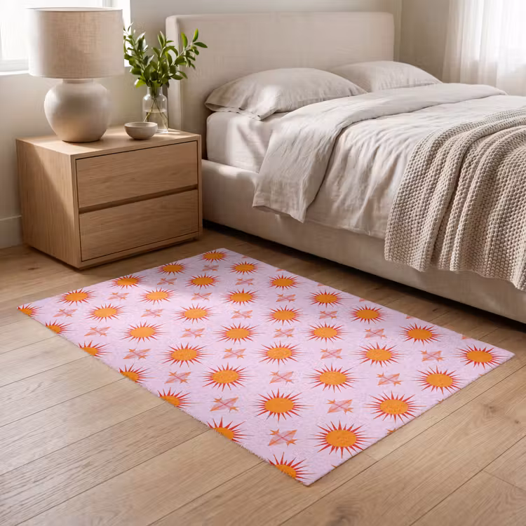 Zon - Patroon - Roze Vloerkleed Rechthoek klein 1091 -atmosphere_sfeer3_global
