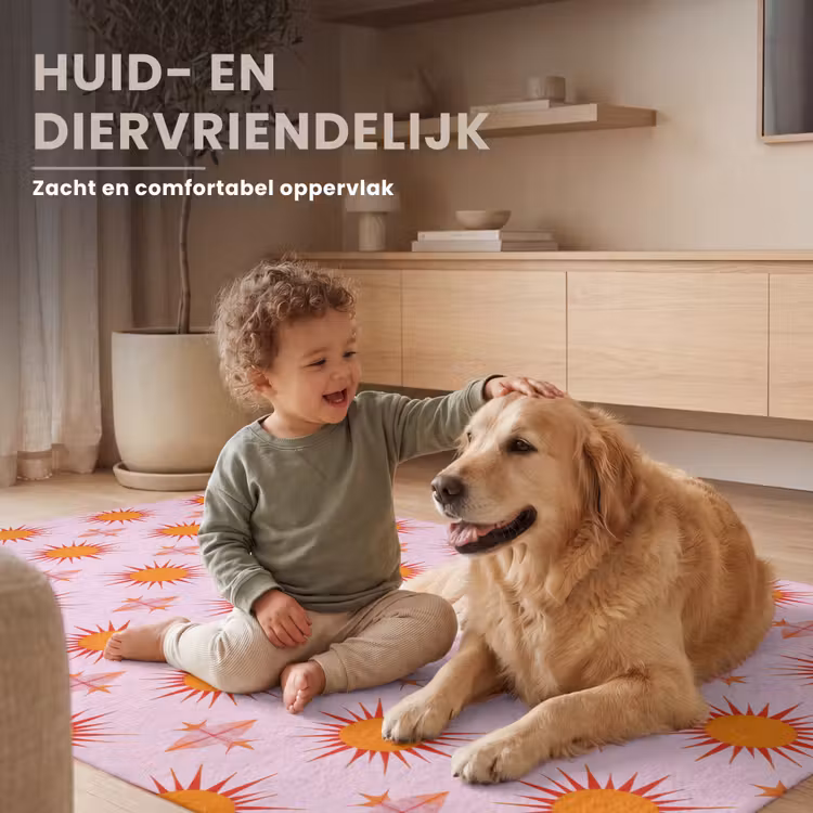 Zon - Patroon - Roze Vloerkleed Rechthoek klein 1091 -uniquesellingpoint_zacht_NL