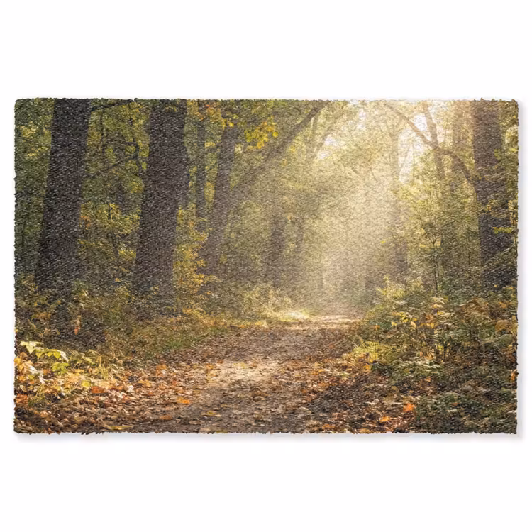 Zonlicht - Bospad - Bomen Vloerkleed Rechthoek klein -3d