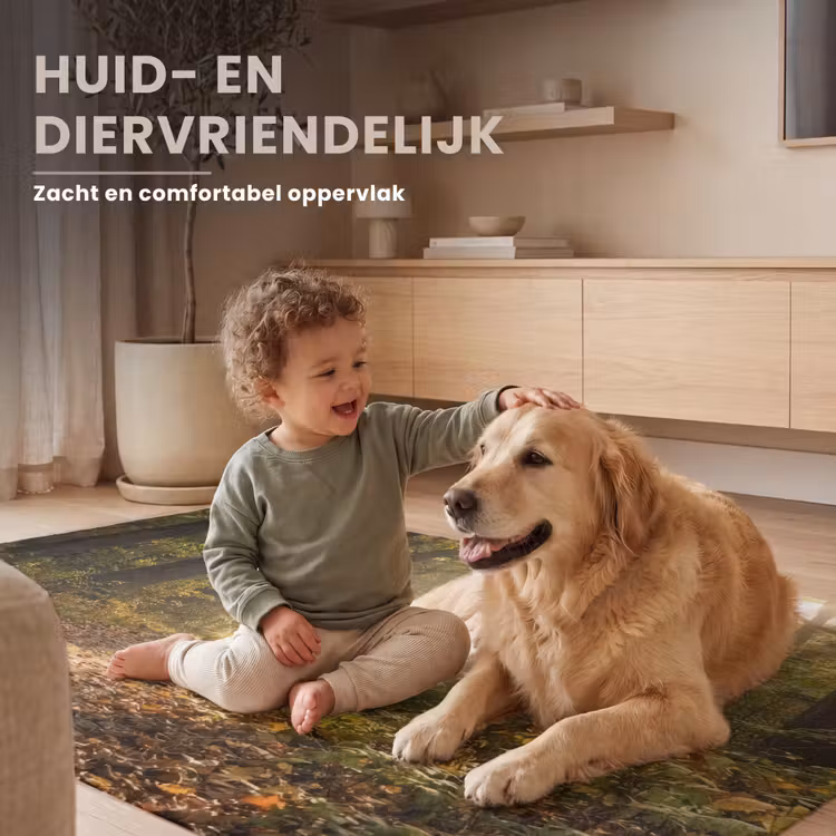 Zonlicht - Bospad - Bomen Vloerkleed Rechthoek klein -uniquesellingpoint_zacht_NL