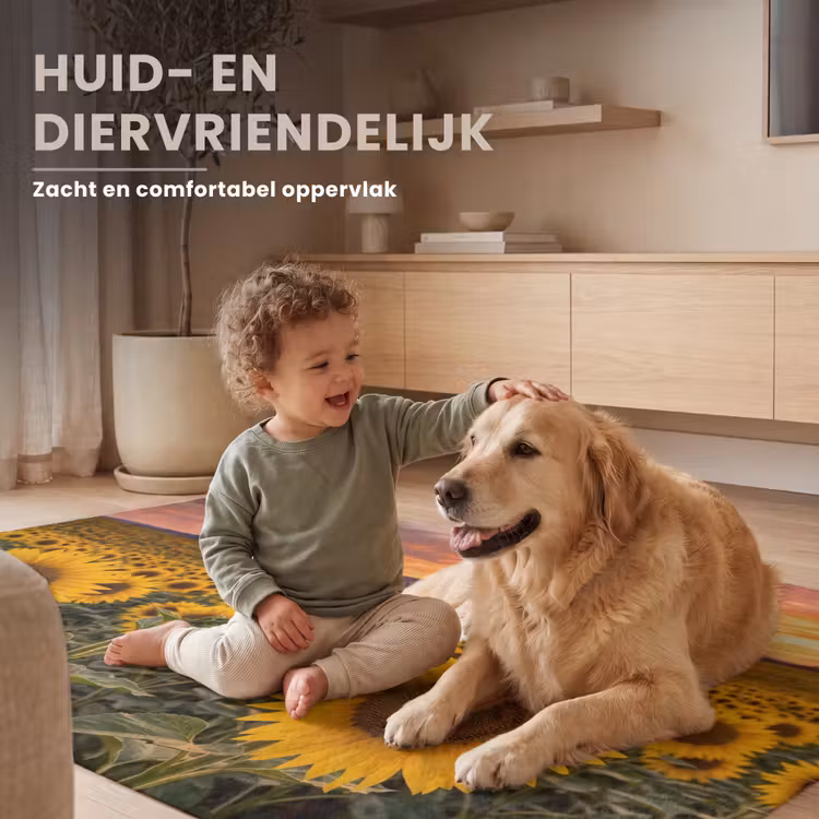 Zonnebloemen - Heuvellandschap - Geel Vloerkleed Rechthoek klein -uniquesellingpoint_zacht_NL