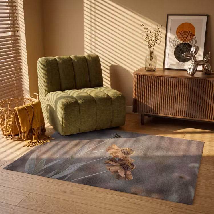 Zonnehoed - Droogbloemen - Geel - Warm Vloerkleed Rechthoek klein -atmosphere_sfeer1_global