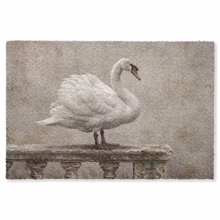 Zwaan - Elegant - Dieren - Wit Vloerkleed Rechthoek klein -3d