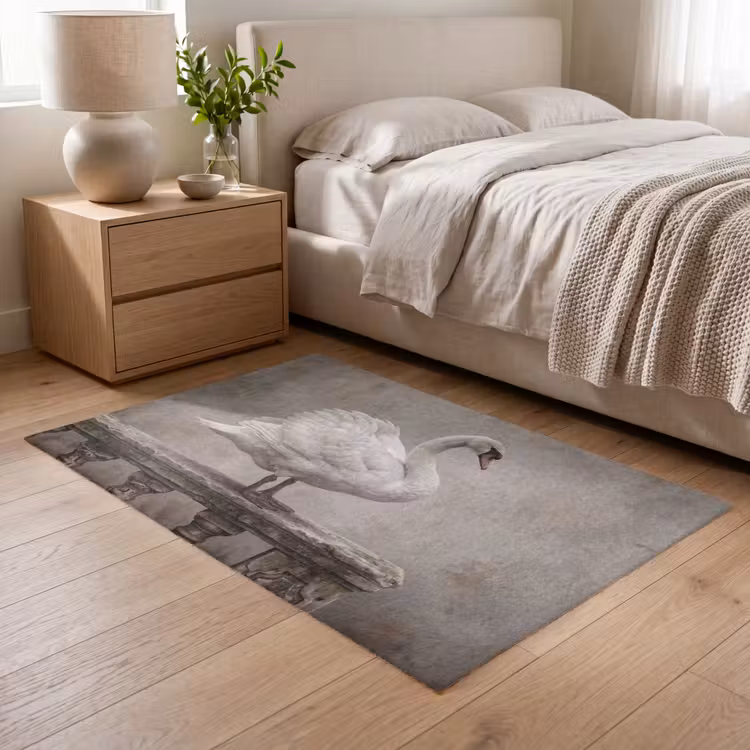 Zwaan - Elegant - Dieren - Wit Vloerkleed Rechthoek klein -atmosphere_sfeer3_global