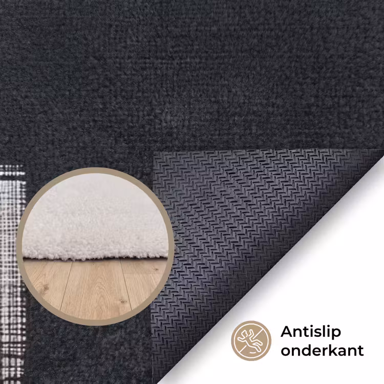 Zwart - Abstract - Japandi Vloerkleed Rechthoek klein -uniquesellingpoint_antislip_NL