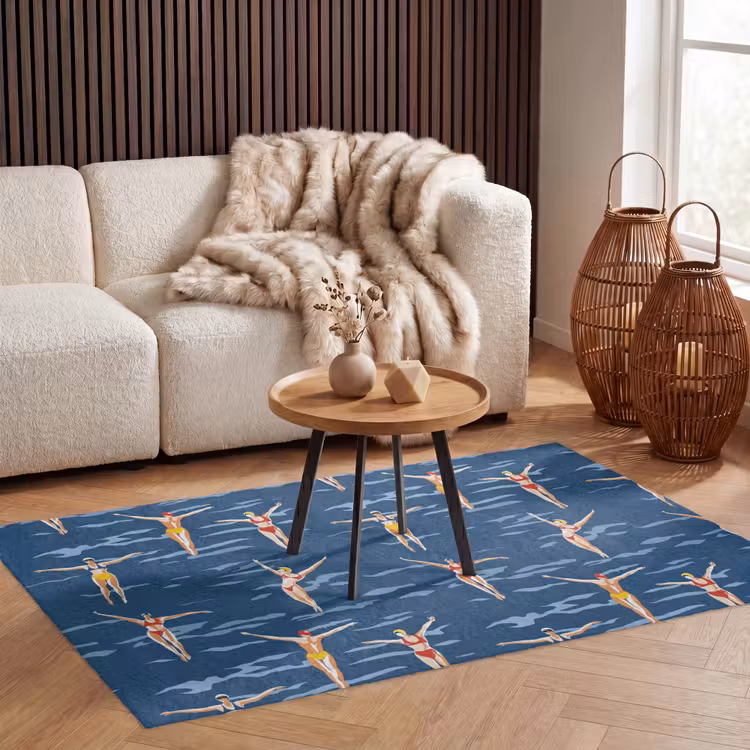 Zwemsters- Retro - Blauw Vloerkleed Rechthoek klein 1091 -atmosphere_sfeer2_global