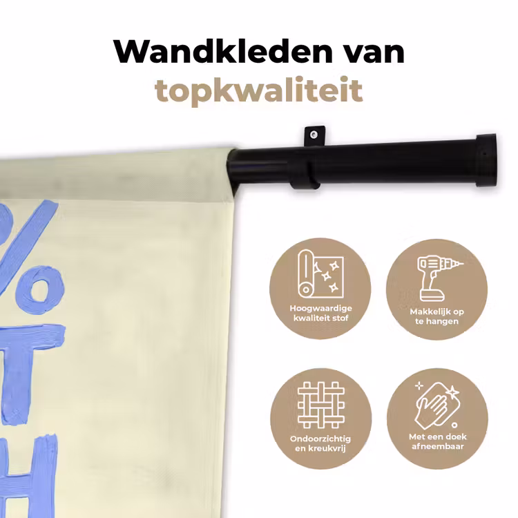 100% that bitch - Blauw - Wit Wandkleed katoen klein -sfeer2