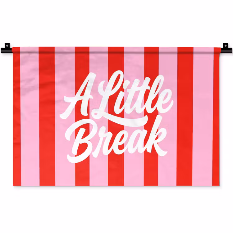 A Little Break - Strepen - Rood - Roze Wandkleed katoen klein -zz3d