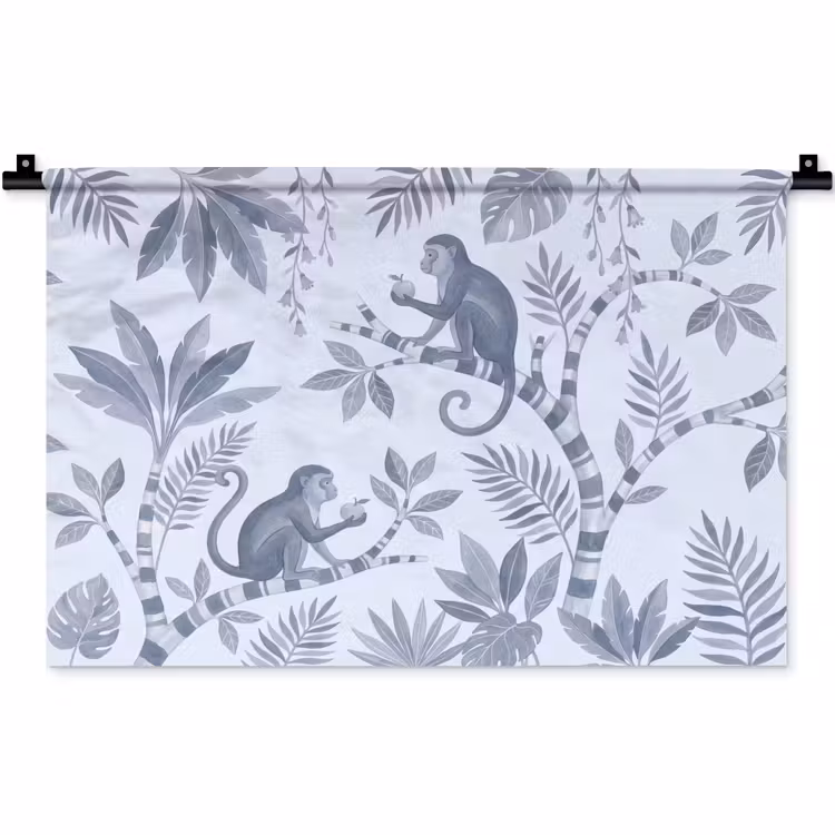 Aap - Boom - Bladeren - Jungle - Illustratie Wandkleed katoen klein -zz3d