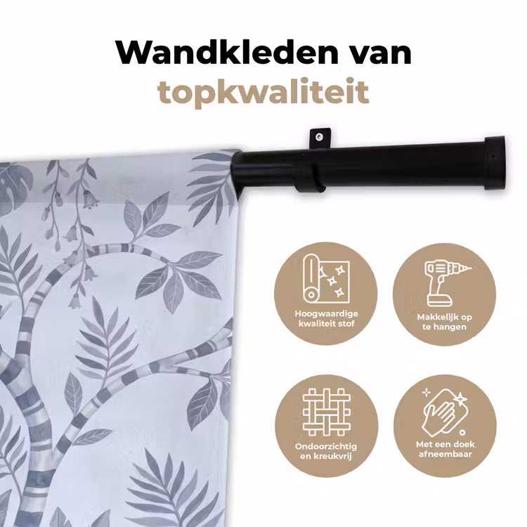 Aap - Boom - Bladeren - Jungle - Illustratie Wandkleed katoen klein -sfeer2