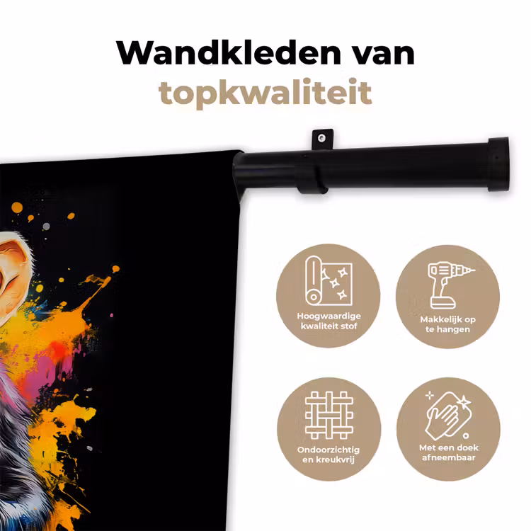Aap - Graffiti - Kleurrijk - Bananen - Modern Wandkleed katoen klein -sfeer2