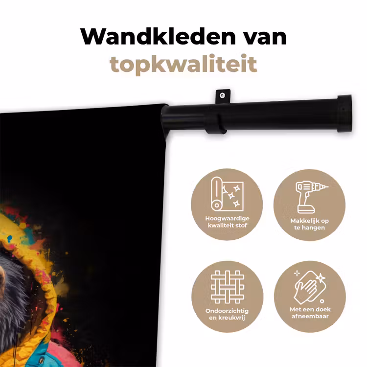 Aap met kleurrijk vest Wandkleed katoen klein -sfeer2