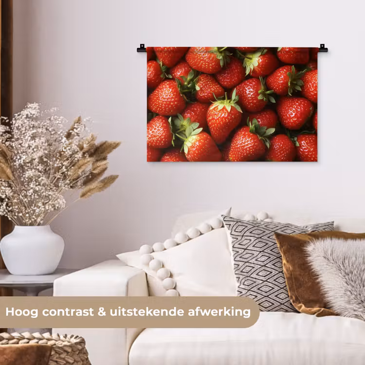 Aardbei - Fruit - Rood Wandkleed katoen klein -sfeer1