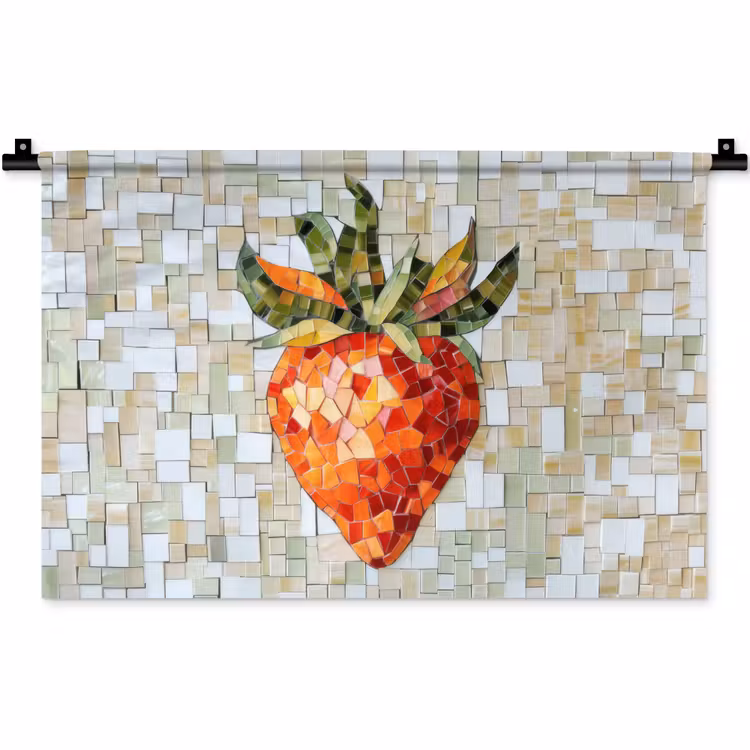 Aardbei - Rood - Mozaïek - Fruit Wandkleed katoen klein -zz3d