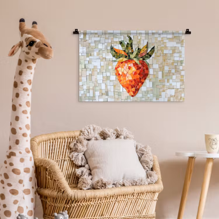 Aardbei - Rood - Mozaïek - Fruit Wandkleed katoen klein -wsfeer5_kind