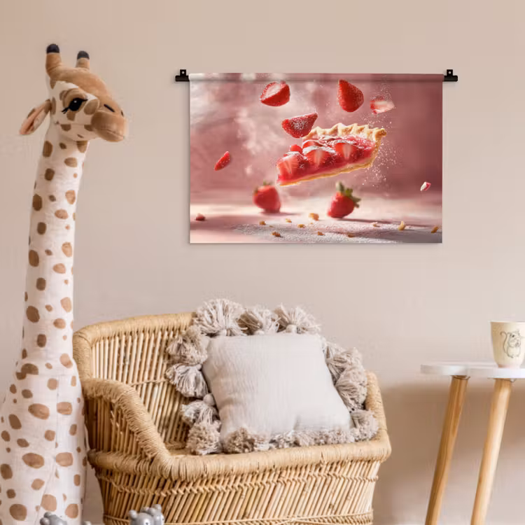 Aardbei - Taart- Eten - Roze Wandkleed katoen klein -wsfeer5_kind