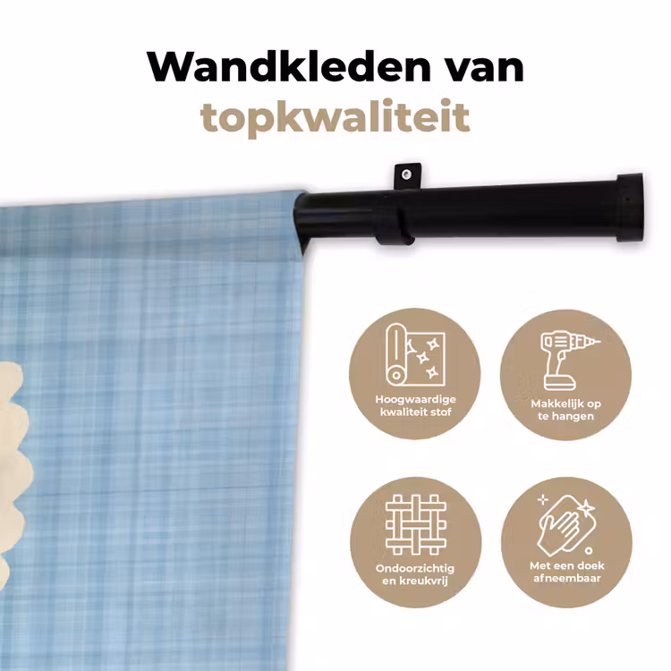 Aardbeien - Lijst - Rood - Geruit Wandkleed katoen klein -sfeer2