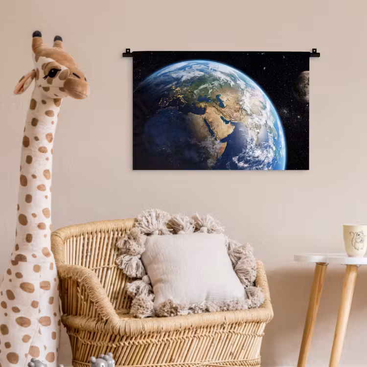 Aarde - Ruimte - Blauw - Groen Wandkleed katoen klein -wsfeer5_kind