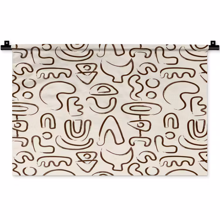 Abstract - Beige - Patroon - Donkerbruin Wandkleed katoen klein 269 -zz3d