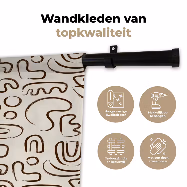 Abstract - Beige - Patroon - Donkerbruin Wandkleed katoen klein 269 -sfeer2
