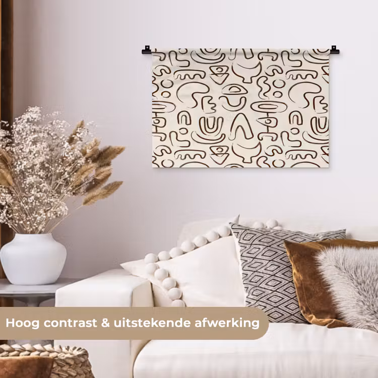 Abstract - Beige - Patroon - Donkerbruin Wandkleed katoen klein 269 -sfeer1