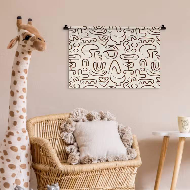 Abstract - Beige - Patroon - Donkerbruin Wandkleed katoen klein 269 -wsfeer5_kind