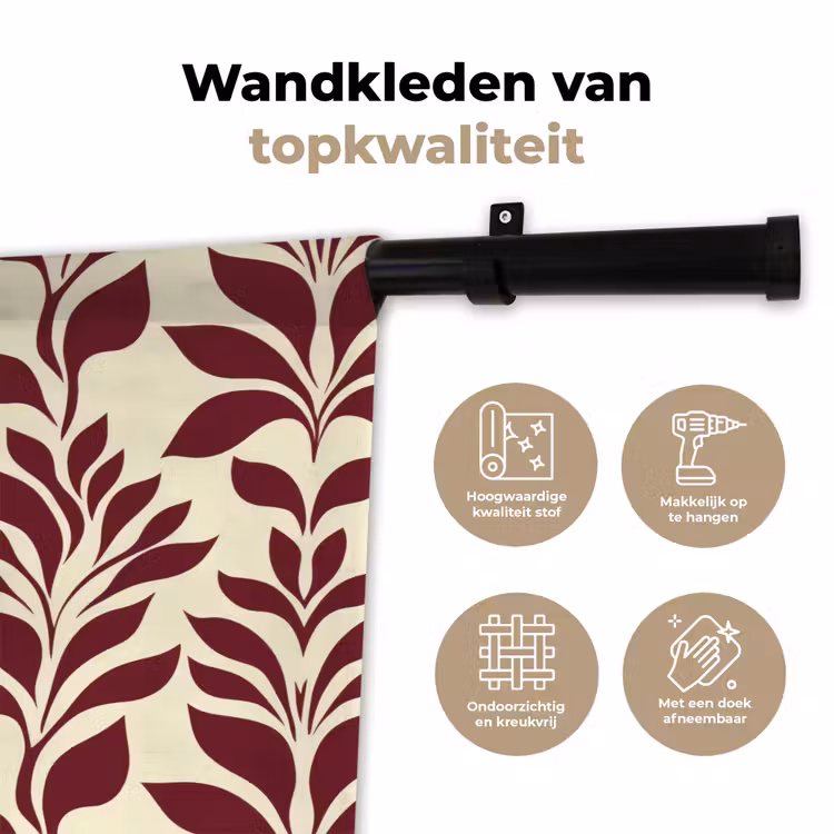 Abstract - Bladeren - Burgundy Wandkleed katoen klein 269 -sfeer2