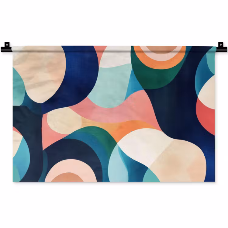 Abstract - Blauw - Roze Wandkleed katoen klein -zz3d