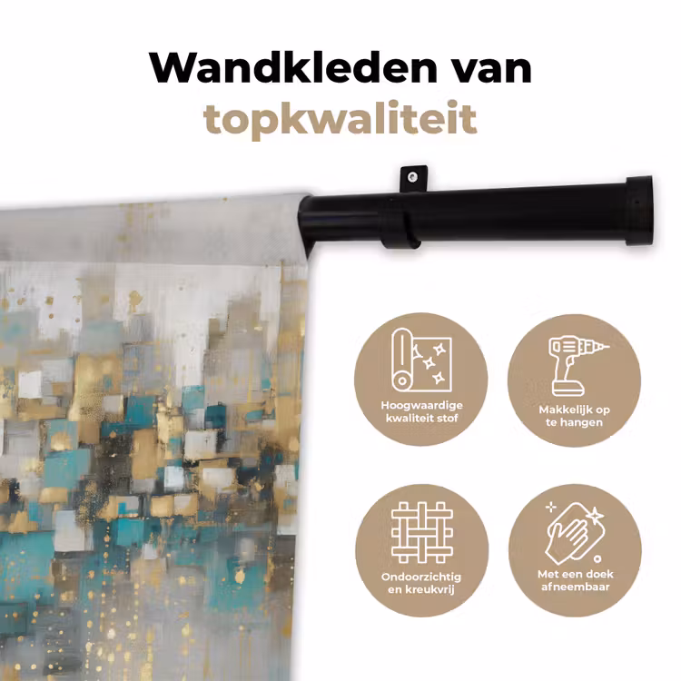 Abstract - Blokken - Goud - Skyline Wandkleed katoen klein -sfeer2