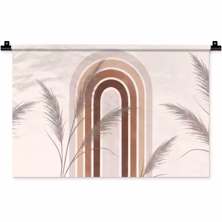 Abstract - Bogen - Plant - Boho - Beige Wandkleed katoen klein -zz3d