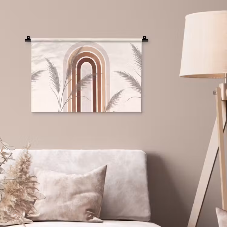 Abstract - Bogen - Plant - Boho - Beige Wandkleed katoen klein -sfeer4