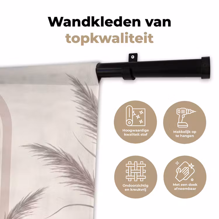 Abstract - Bogen - Plant - Boho - Beige Wandkleed katoen klein -sfeer2