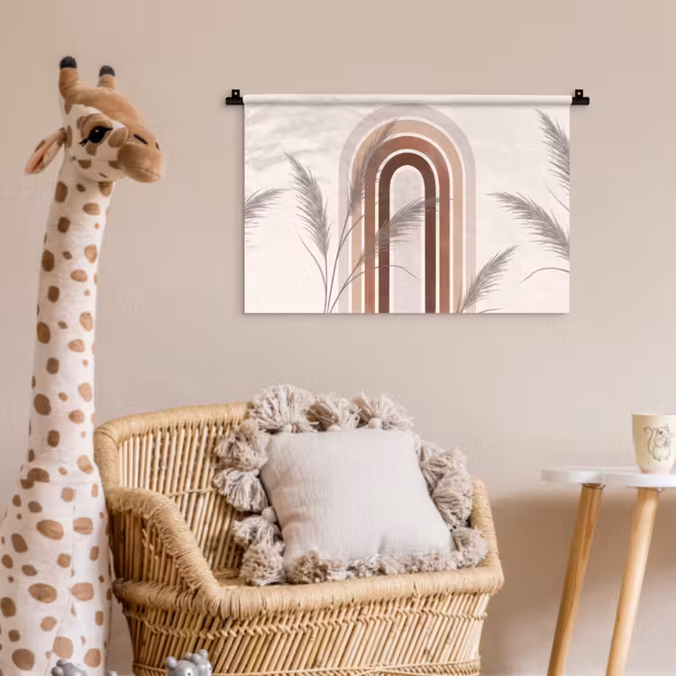 Abstract - Bogen - Plant - Boho - Beige Wandkleed katoen klein -wsfeer5_kind