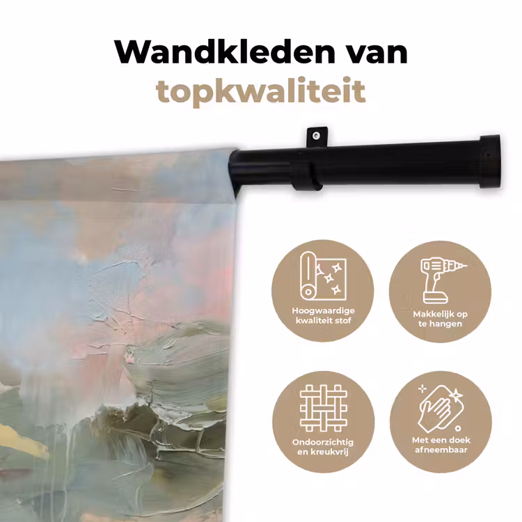 Abstract - Borstelstreken - Kunst - Modern - Pastel Wandkleed katoen klein -sfeer2