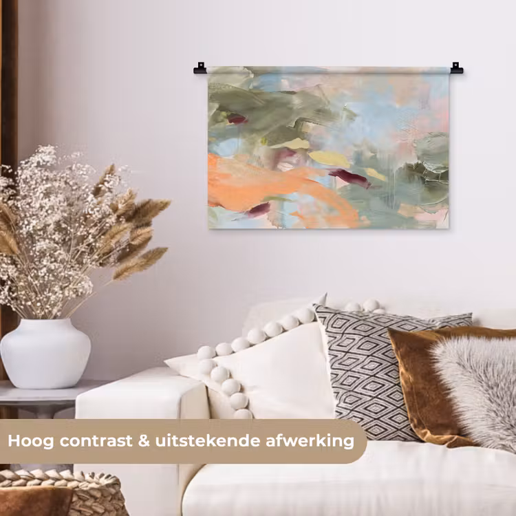 Abstract - Borstelstreken - Kunst - Modern - Pastel Wandkleed katoen klein -sfeer1