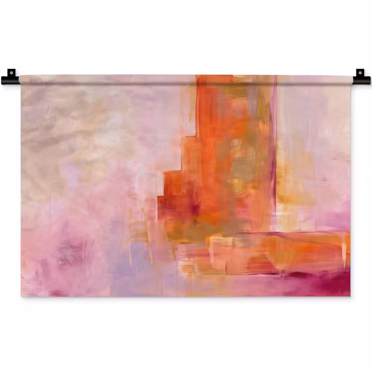 Abstract - Borstelstreken - Kunst - Paars - Goud Wandkleed katoen klein -zz3d