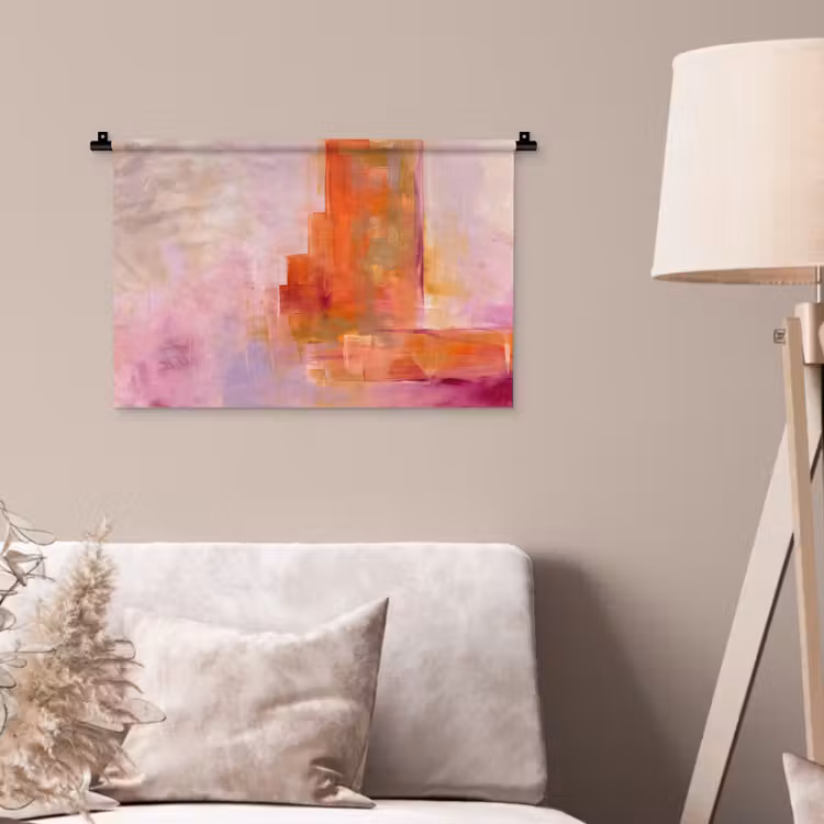 Abstract - Borstelstreken - Kunst - Paars - Goud Wandkleed katoen klein -sfeer4