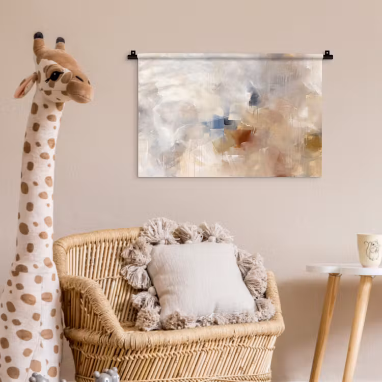 Abstract - Borstelstreken - Modern - Beige - Kunst Wandkleed katoen klein -wsfeer5_kind