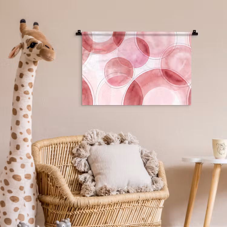 Abstract - Cirkels - Modern - Roze - Kunst Wandkleed katoen klein -wsfeer5_kind