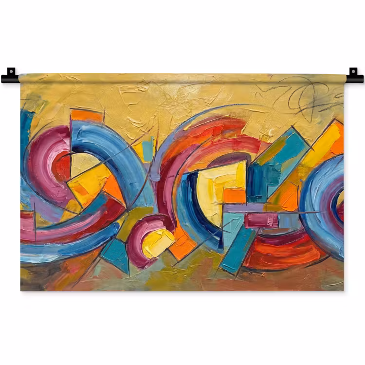 Abstract - Cirkels - Schilderij - Kleurrijk - Dynamisch Wandkleed katoen klein -zz3d