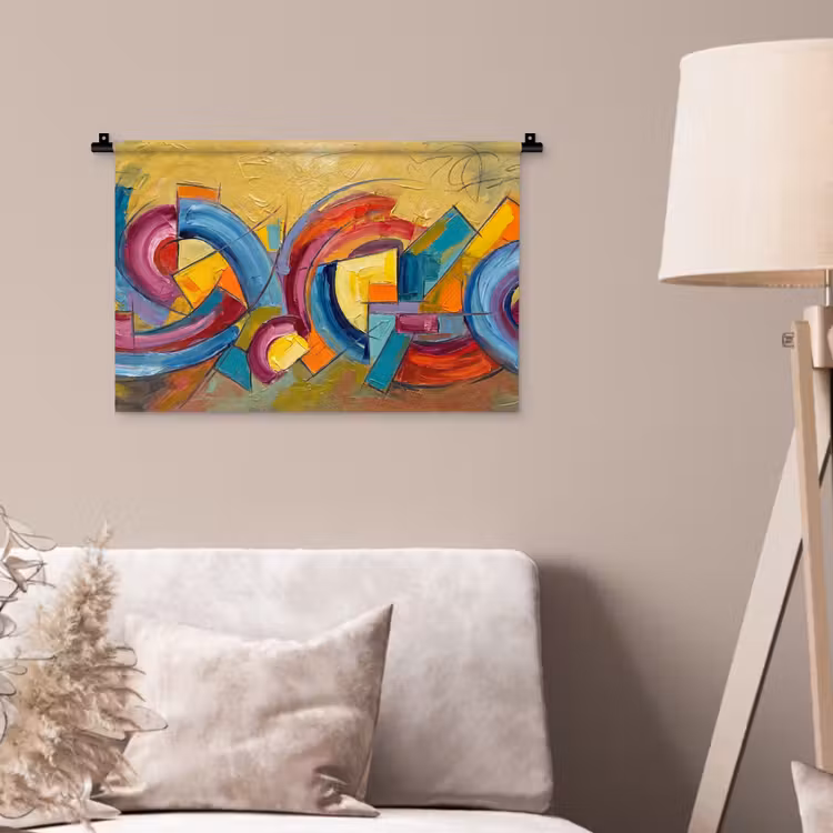 Abstract - Cirkels - Schilderij - Kleurrijk - Dynamisch Wandkleed katoen klein -sfeer4